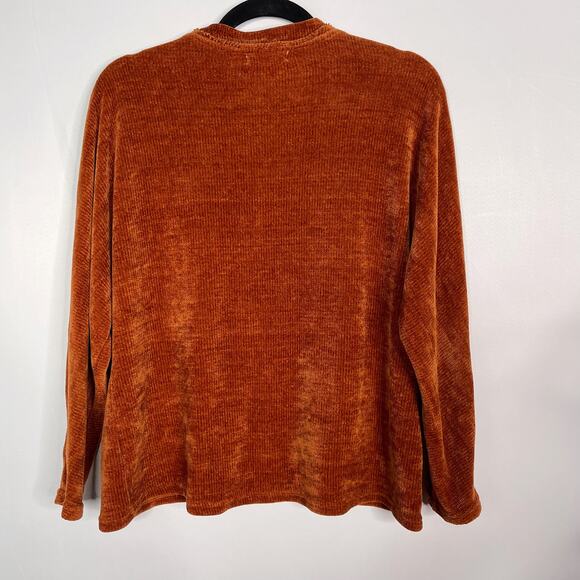 Coco + Jamieson Womens Medium M Rust Orange Chenille V Neck Sweater Pullover - Picture 2 of 8